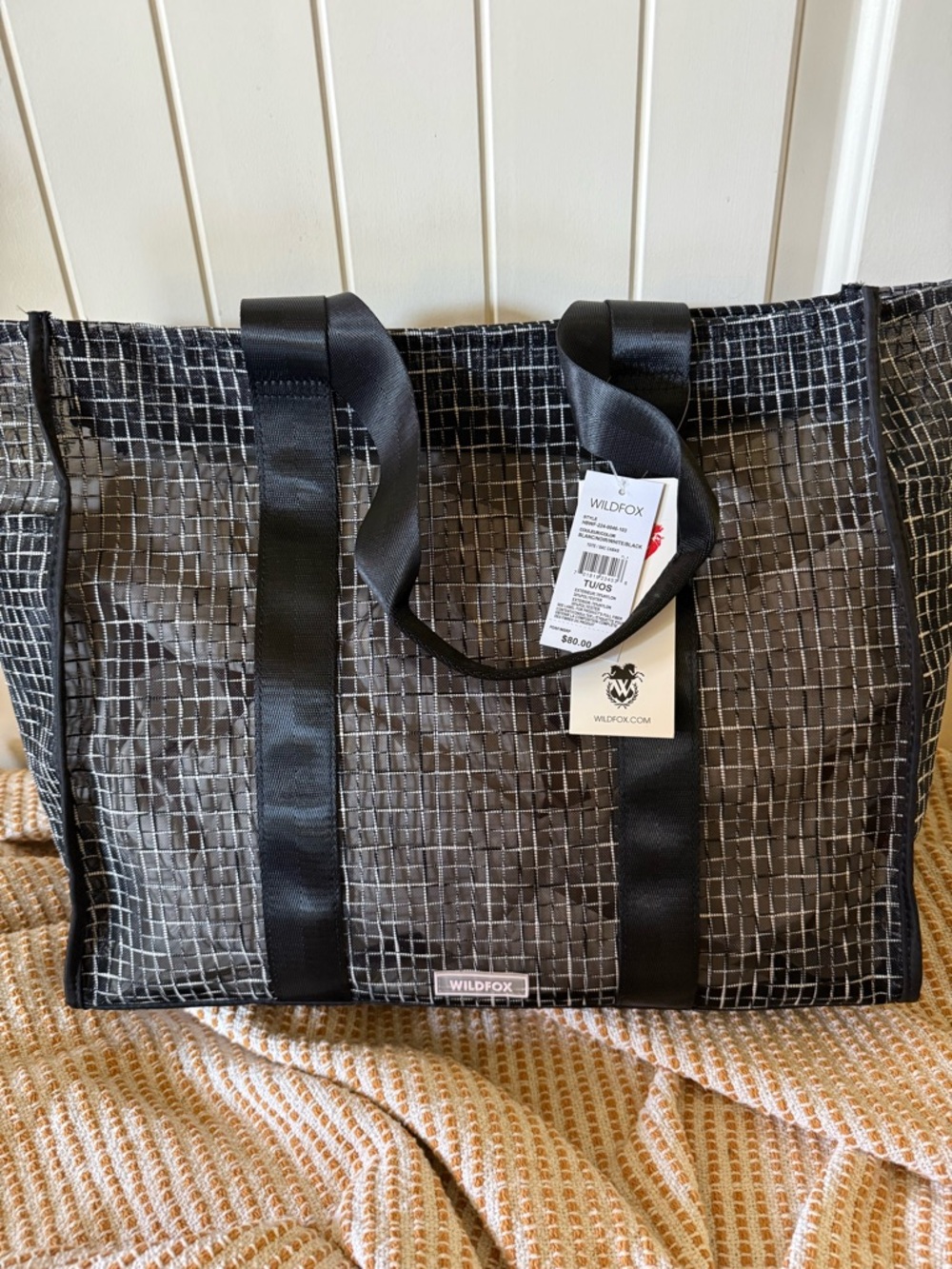 Wildfox Black & White Grid Weekender Tote.   NWT